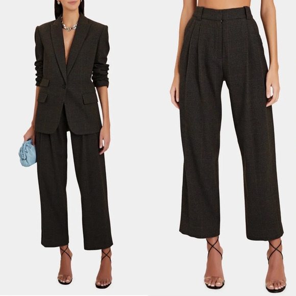 NWT A.L.C. Franklin Plaid Wool-Blend Straight-Leg Pants Size 6 $495 Franklyn